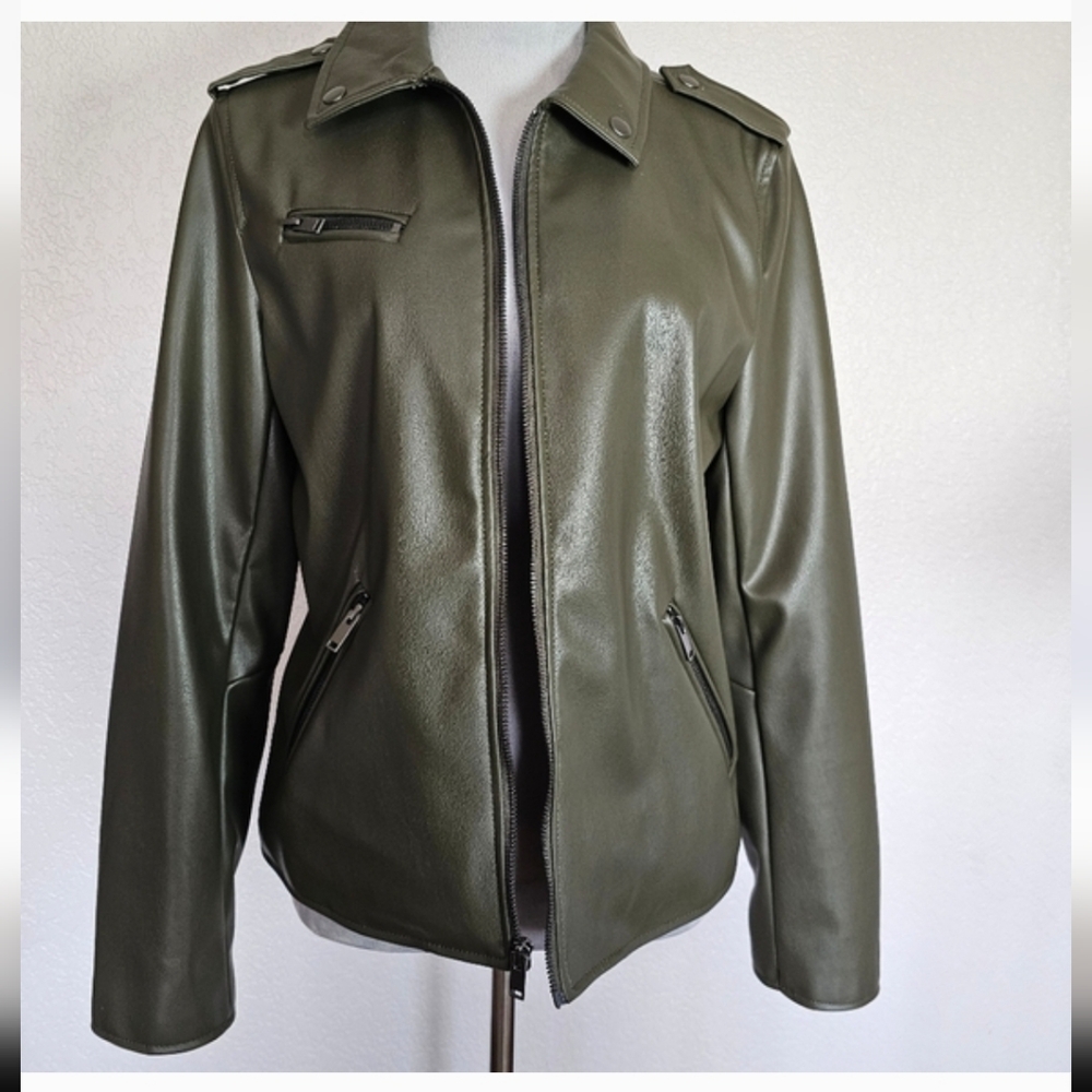 Apt. 9 Olive Green Faux Leather Jacket